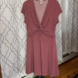 Anne Klein XL polka dot dress v neck